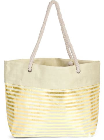 styleBREAKER Strandtasche in Beige-Gold