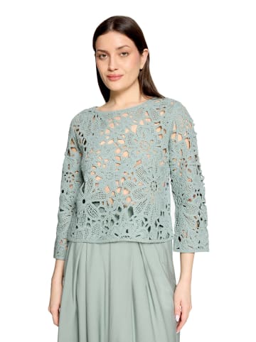 Betty Barclay Lochstrick-Pullover mit U-Boot-Ausschnitt in Gray Mist
