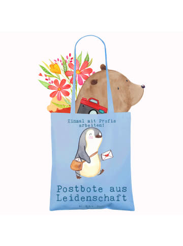 Mr. & Mrs. Panda Shopping Tasche Postbote Leidenschaft mit Spruch in Sky Blue