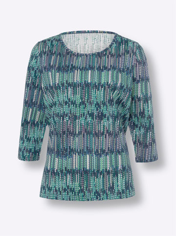 Sieh an! 3/4-Arm-Shirt in dunkelblau-smaragd-bedruckt
