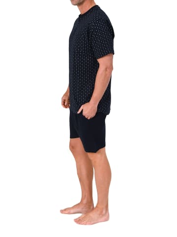 NORMANN Kurzarm Schlafanzug Shorty Pyjama print Übergrößen in marine