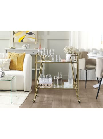 Beliani Servierwagen NOTI in Gold/Transparent - (W) 76 x (H) 83 x (L) 45 cm