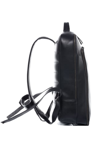 SID & VAIN Leder-Rucksack echt Leder Rucksack groß | 15 Zoll Laptop Fach schwarz in schwarz