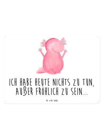 Mr. & Mrs. Panda Blechschild Axolotl Hurra mit Spruch in Weiß