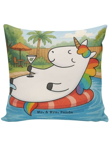 Mr. & Mrs. Panda Kissen Einhorn Blümchentail Design ohne Spruch in Weiß