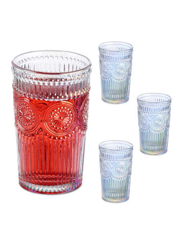 relaxdays 4x Trinkgläser "Holo" in Transparent - 360 ml