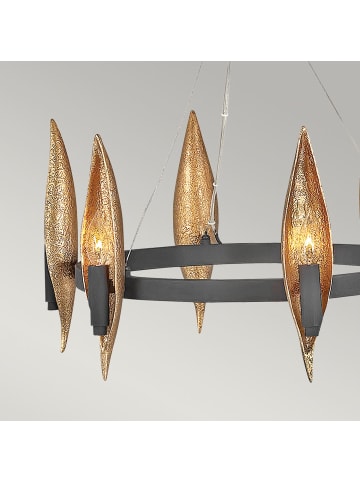 Licht-Erlebnisse Kronleuchter Ø 61 x (T)50 cm in Karbon Schwarz Gold