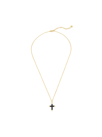 Glanzstücke München Halskette Kreuz aus Sterling Silber in gelbgold