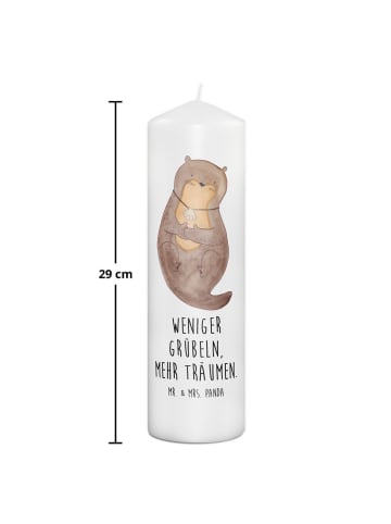 Mr. & Mrs. Panda Kerze Otter Muschel mit Spruch in Weiß