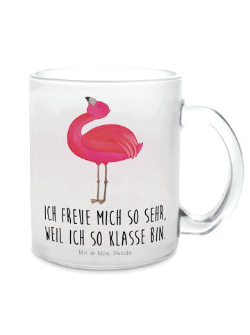 Mr. & Mrs. Panda Häferl Flamingo Stolz mit Spruch in Transparent