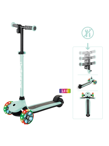 GLOBBER Kinder E-Scooter ONE K E-MOTION 4 PLUS in mint, mit Leuchtrollen