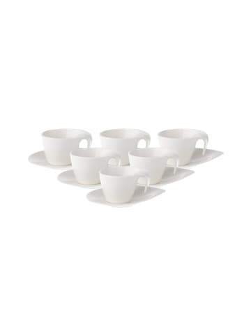 Villeroy & Boch 6er Set Espressotassen mit Untertassen Flow in Weiß 100 ml in weiß