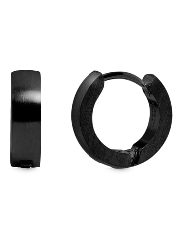 Adeliás Damen Ohrringe – Klappcreole aus Edelstahl in schwarz