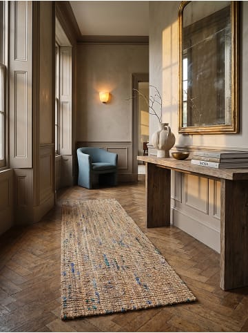 KADIMA DESIGN Naturfaser-Teppich Handgewebt ERME Jute Naturbelassen Modern in Natur-Blau