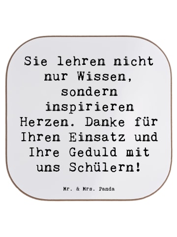 Mr. & Mrs. Panda Glasuntersetzer Spruch Danke Lehrer mit Spruch in Weiß