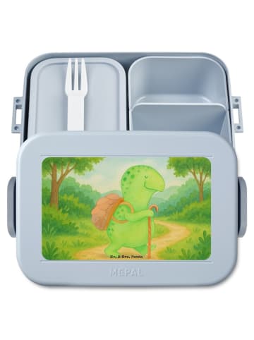 Mr. & Mrs. Panda Brotbox Schildkröte Wanderer Design ohne Spruch in Blau Pastell