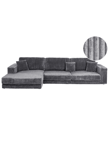 Beliani Ecksofa LOFOTEN in Grau/Schwarz - (W) 350 x (H) 86 x (L) 187 cm