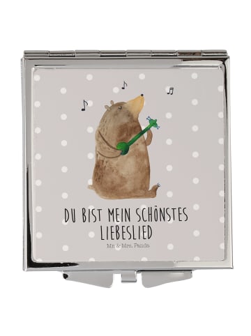 Mr. & Mrs. Panda Kleiner Spiegel Bär Lied mit Spruch in Grau Pastell