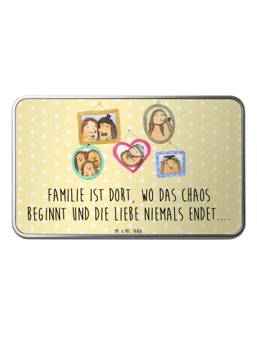 Mr. & Mrs. Panda Erinnerungsbox Igel Familie mit Spruch in Gelb Pastell