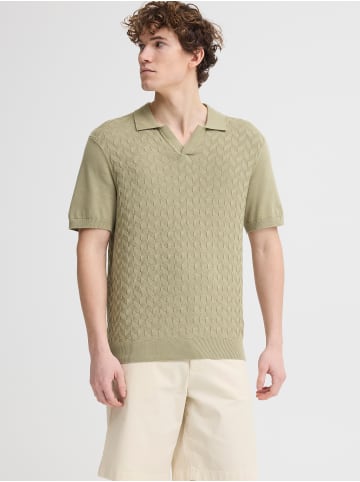 CASUAL FRIDAY Einfarbiges Poloshirt V-Ausschnitt Rippbündchen in Olive