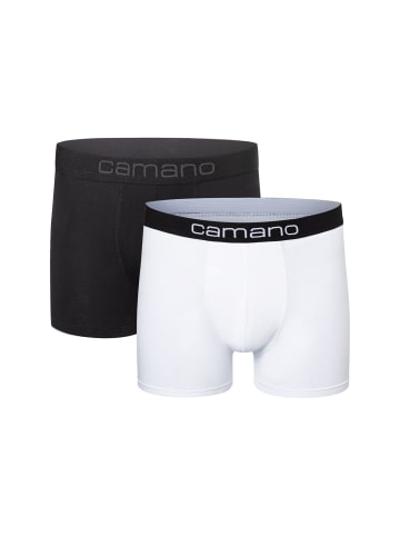 camano Boxershorts Unterhosen Herren elastischer Gummibund ohne Einschneiden Baumwolle Stretch hautfreundlich Atmungsaktiv 2er Pack comfort in Weiß mix