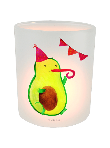 Mr. & Mrs. Panda Glas Windlicht Avocado Party ohne Spruch in Transparent