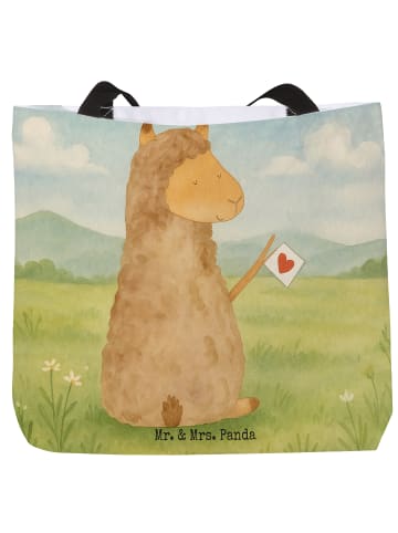 Mr. & Mrs. Panda Tote Bag Alpaka Fahne Design ohne Spruch in Weiß