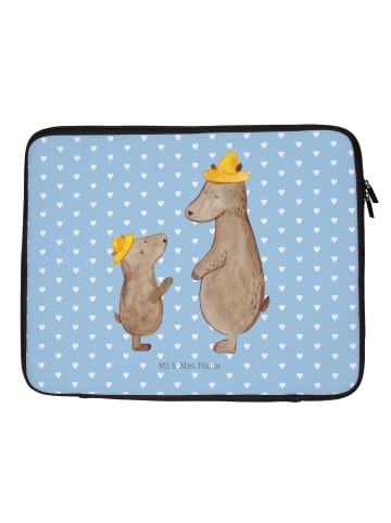 Mr. & Mrs. Panda Laptophülle Bären mit Hut ohne Spruch in Blau Pastell