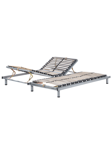 Beliani 2er-Set Manuell Verstellbarer Lattenrost COMFORT in Silber/Heller Holzfarbton