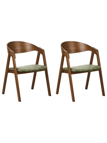 Beliani 2er-Set Esszimmerstuhl YUBA in Braun/Grün