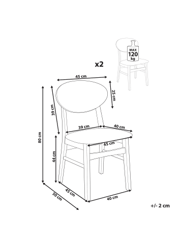 Beliani 2er-Set Esszimmerstuhl AMERY in Braun
