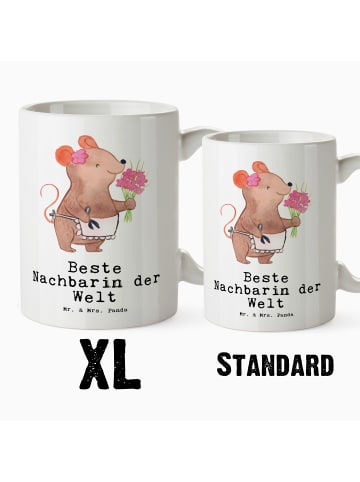 Mr. & Mrs. Panda XL Tasse Maus Beste Nachbarin der Welt mit Spruch in Weiß