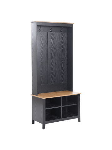 Beliani Schuhschrank DURACK in Schwarz/Braun - (W) 76 x (H) 170 x (L) 39 cm