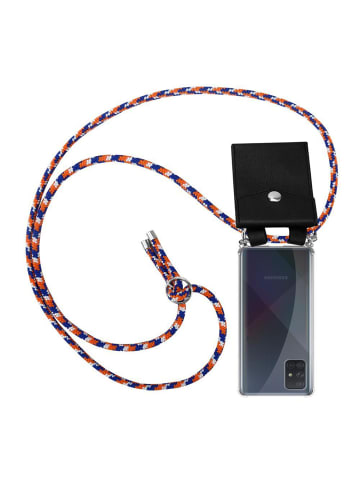 cadorabo Handykette für Samsung Galaxy A51 4G / M40s Hülle in ORANGE BLAU WEIß