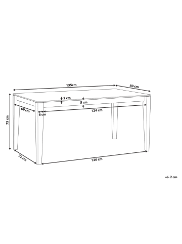 Beliani Esszimmertisch CEDAR in Braun/Schwarz - (W) 80 x (H) 75 x (L) 135 cm