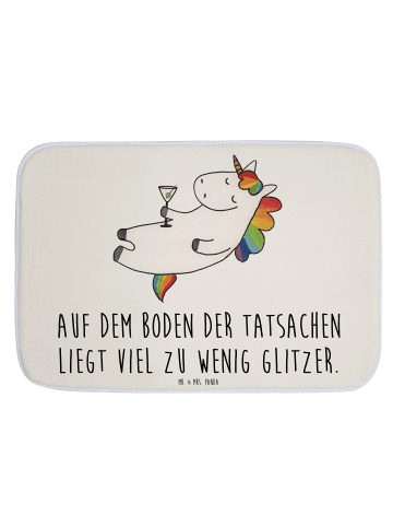 Mr. & Mrs. Panda Badezimmerteppich Einhorn Blümchentail mit Spruch in Weiß