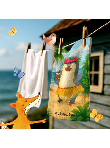 Mr. & Mrs. Panda Gästehandtuch Pinguin Kokosnuss Design ohne Spruch in Weiß