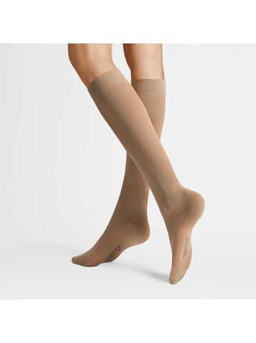 Hudson Kniestrümpfe Relax Fine druckfrei in Beige