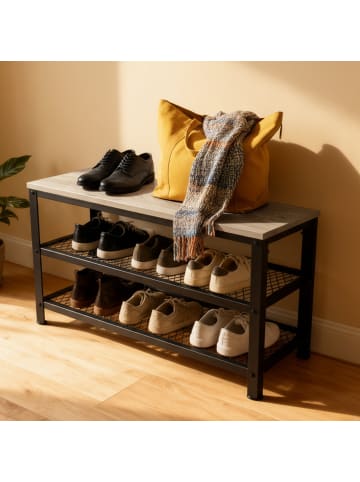 relaxdays Schuhbank in Hellbraun/ Schwarz - (B)73 x (H)45 x (T)30 cm