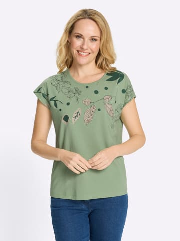 Sieh an! Rundhalsshirt in eucalyptus-moos-bedruckt
