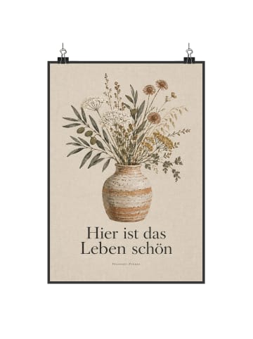 Wandbild Vase rustikal Design mit Spruch in Weiß