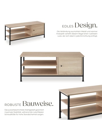 tectake TV-Schrank, 110 x 40 x 45,5 cm, Holz & Stahl, Staufach mit Magnettür