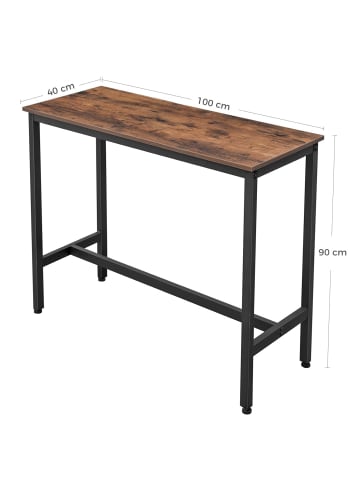 VASAGLE Bartisch Barnet in Vintagebraun-schwarz - (B)40 x (H)90 x (T)100 cm