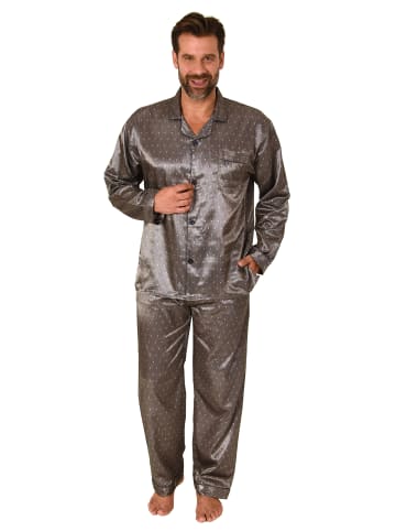 NORMANN atin Pyjama durchknöpfbareSchlafanzug - 77589 in anthrazit