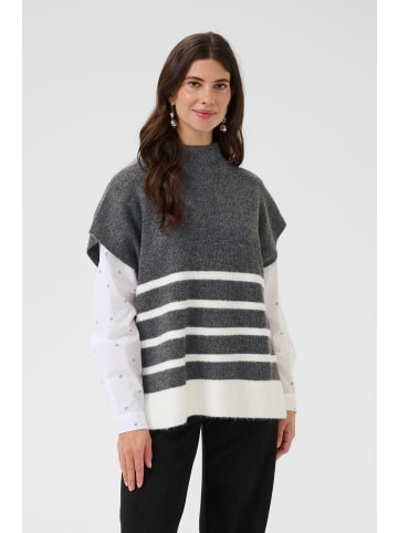 Cream Strickweste CRStari Loose fit in Dark Grey White Stripe