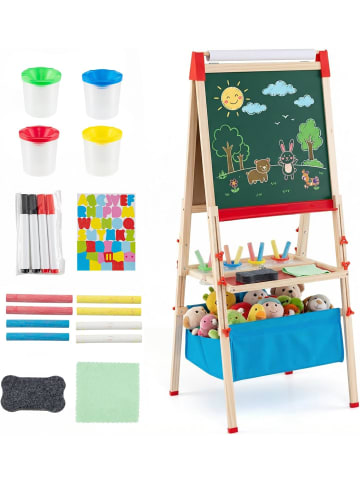 COSTWAY Kinder Tafel Holz doppelseitig ab 3 Jahren in Bunt