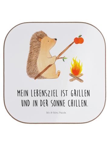 Mr. & Mrs. Panda Untersetzer Tasse Igel Grillen mit Spruch in Weiß