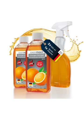 EASYmaxx Reinigungsmittel Orangenreiniger 3-tlg. 2x 500ml inkl. Sprühflasche  Orange