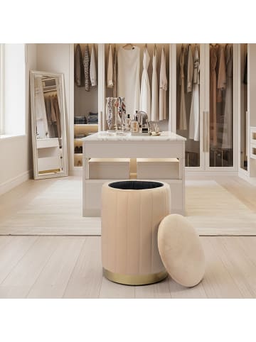 relaxdays Hocker in Coffee - (H)42 x Ø 32 cm