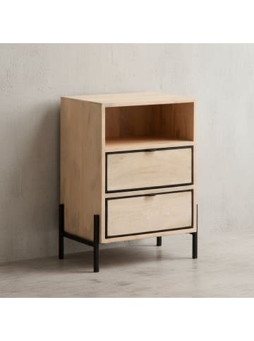 KADIMA DESIGN Nachttisch Mango Massivholz / Metall 43x60x30 cm Nachtschrank